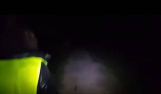 Something definitely passes the person in shot