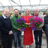 John Murphy, Tommy Cox, Eamonn Dermody and Paddy Gardiner from Bagenalstown Community Garden with Tirlán CountryLife Ambassador Bláthnaid Treacy