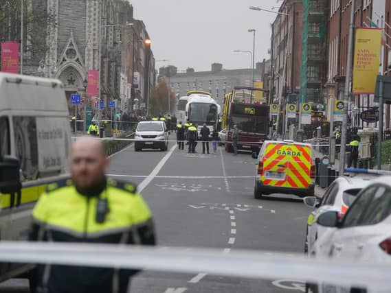 The scene in Dublin city centre after five people were injured, including three young children, in November 2023