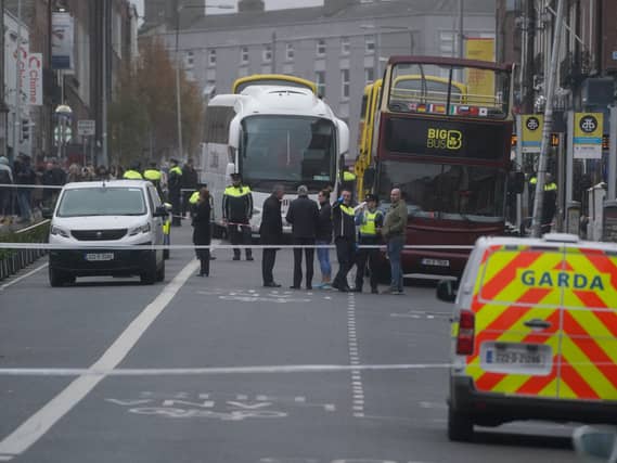The scene in Dublin city centre after five people were injured, including three young children, following a serious public order incident which occurred on Parnell Square East in November 2023