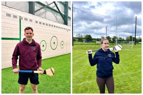 Eleanor Tracey and Martin "Mouse" Kavanagh from Carlow Camogie and Hurling modelling Clubhouse Clothing