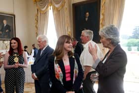 Stormont Economy Minister Dr Caoimhe Archibald chats to the President of Ireland Catherine Connolly at a special reception for Comhaltas to mark the countdown to Fleadh Cheoil na hÉireann 2026, which will take place in Belfast next month