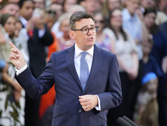 New Prime Minister Andy Burnham makes a speech outside 10 Downing Street,