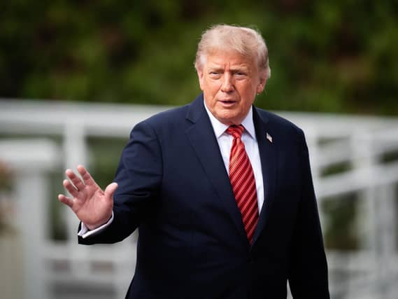 US President Donald Trump departs from Aras an Uachtarain