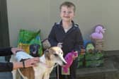 Young boy Toby delivers goodies for the dogs at Carlow shelter