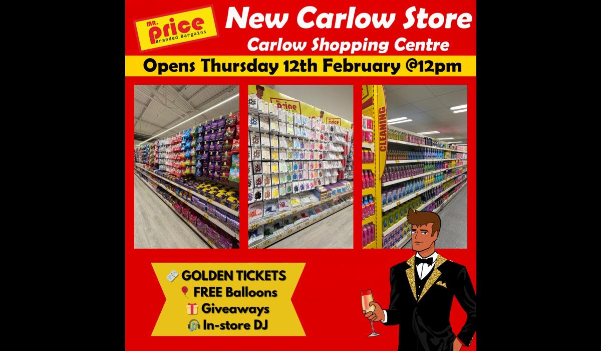 EXCITING NEWS! Biggest ever Mr Price store opening in vacant Carlow shopping centre unit