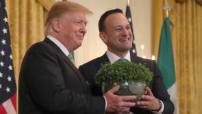 Locally made crystal bowl of shamrock presented to President Trump by Taoiseach