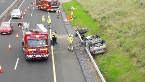 PICTURE: Dramatic escape for motorist on the M9 after car overturns on the motorway 