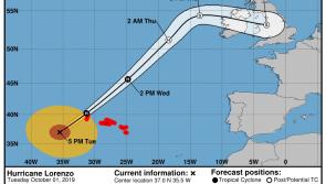Latest Hurricane Lorenzo charts reveal a change in direction on Ireland's west coast 