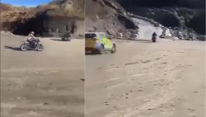WATCH: Gardaí in dramatic motorbike chase on popular Irish beach