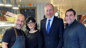 Tánaiste Micheál Martin surprises the staff of local business in Carlow Town