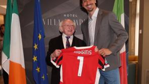 From Áras to AC Milan: President Higgins runs into football legend during Pope visit