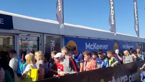 WATCH| Huge queues as ploughing goers look to get their hands on GAA equipment 