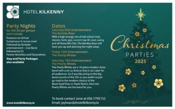 Get in the festive spirit with unforgettable Christmas parties at the 4 Star Hotel Kilkenny