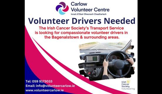 Volunteer drivers needed in Carlow to help cancer patients go to and from appointments