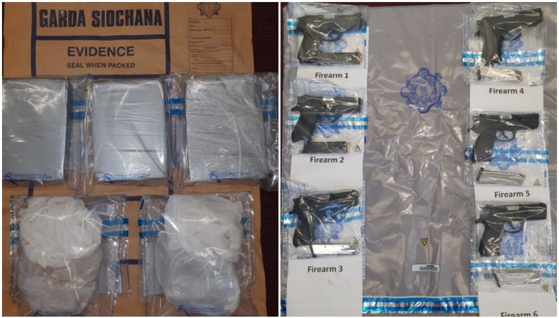 Two men arrested in Midlands as Garda&iacute; seize six handguns and over &euro;300,000 of suspected drugs