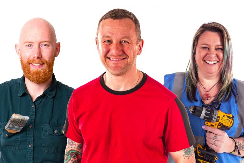 Woodcare expert Jimmy Englezos, presenter PJ Gallagher and TU lecturer in construction Jennifer Byrne