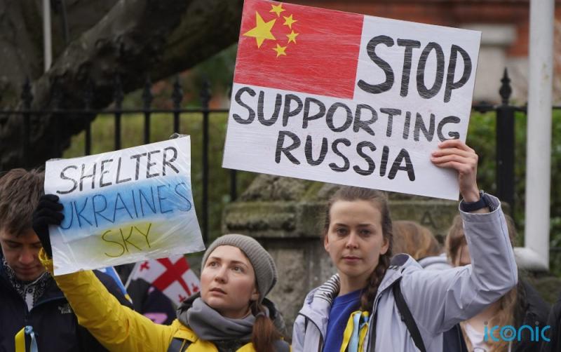 'Choose the side of good' - Ukrainian nationals gather outside Chinese Embassy in Dublin