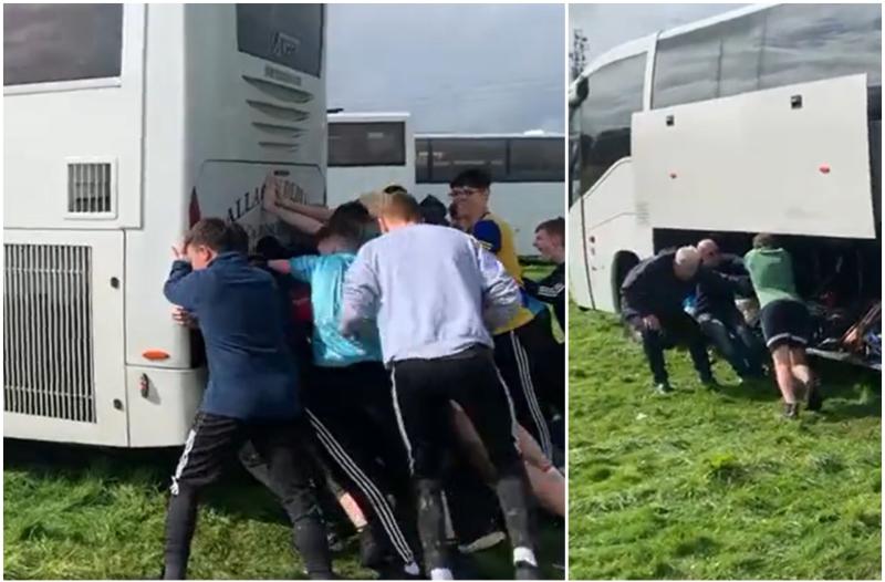 WATCH: Bus operator slams Ploughing as teens push coach out of muddy carpark