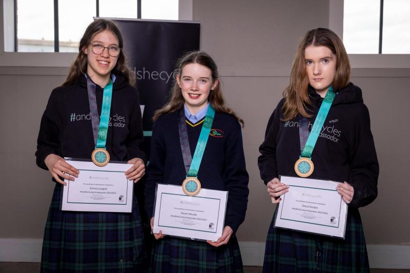 Students from Baltinglass school honored as female cycling ambassadors