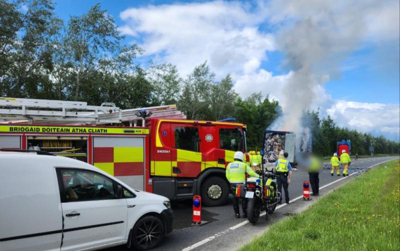 BREAKING: Major Dublin motorway closure as firefighters battle burning HGV