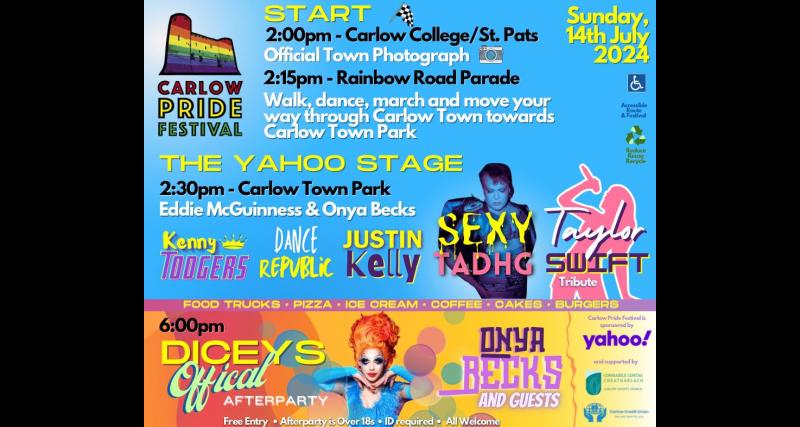 Carlow Pride 2024 announce their line-up for this years Pride Festival