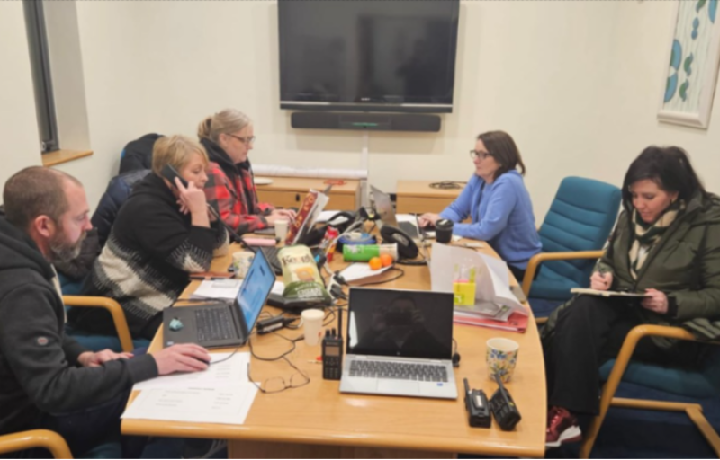 Council staff man the phones through the night to take calls from Storm Éowyn