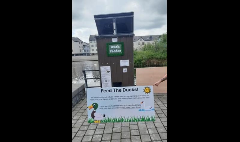 Carlow County County launch new duck feeder in Carlow Town Park  
