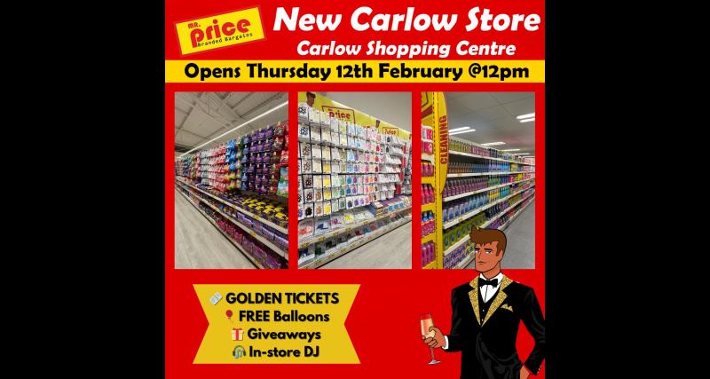 EXCITING NEWS! Biggest ever Mr Price store opening in vacant Carlow shopping centre unit
