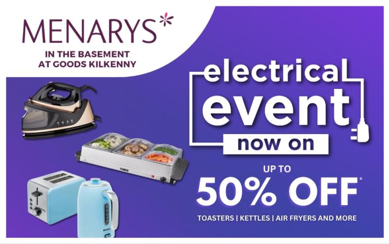 Incredible offers now on at Menarys in Goods Kilkenny with up to 50% off all electrics