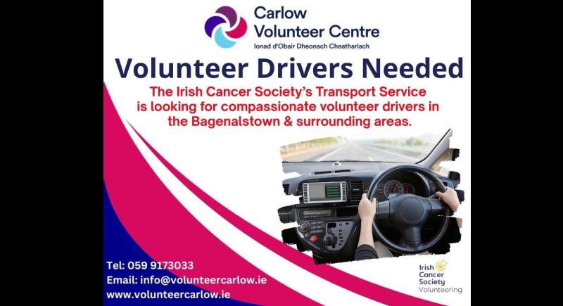 Volunteer drivers needed in Carlow to help cancer patients go to and from appointments