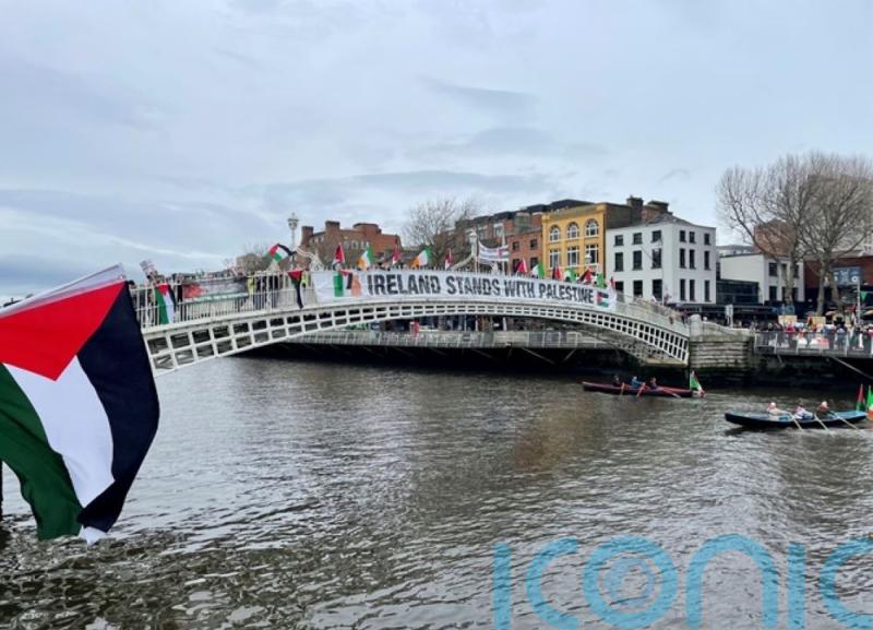 Protest against Irish politicians’ participation in US St Patrick’s Day ceremony