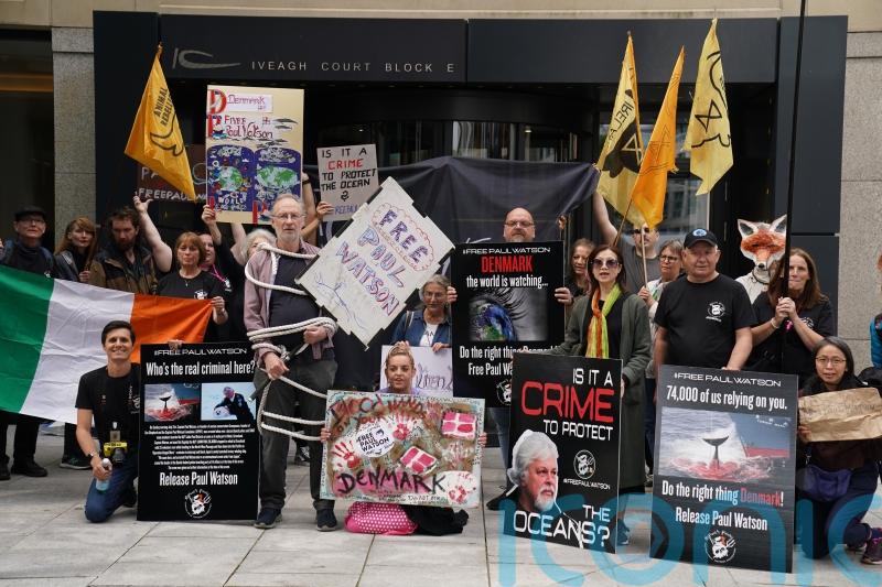Protest at Danish embassy in Dublin calling for anti-whaling activist’s release